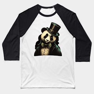 Panda wearing Top Hat Baseball T-Shirt